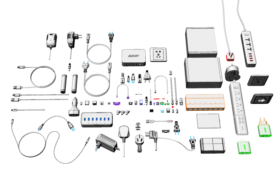 各类 接口 插头 插座 数码零件 USB接口 端口 数据线 数码配件模型-1
