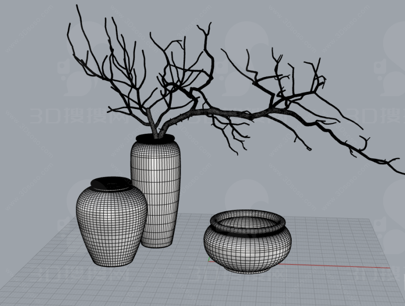 干树枝花瓶朴素优雅摆件模型-2
